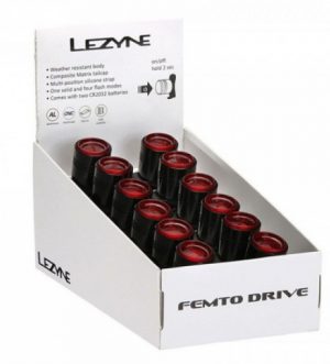 Набор заднего света Lezyne Femto Drive Box Set Front Rear, (7 lumen), черный Y13, 12 штук.