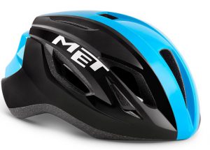Шлем MET Strale Black/Cyan Panel (глянцевый)