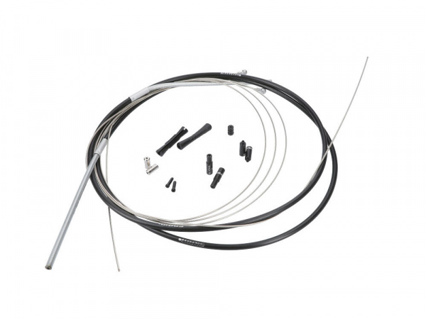 Трос та сорочка гальмівний SRAM SlickWire, чорний, 5 мм (1 х 850 мм, 1 х 1750 мм, 1,5 мм троси з покриттям, корпус 5 мм, посилений кевларом, не піддається стиску, наконечники, торцеві заглушки, захисні пристрої для рами)