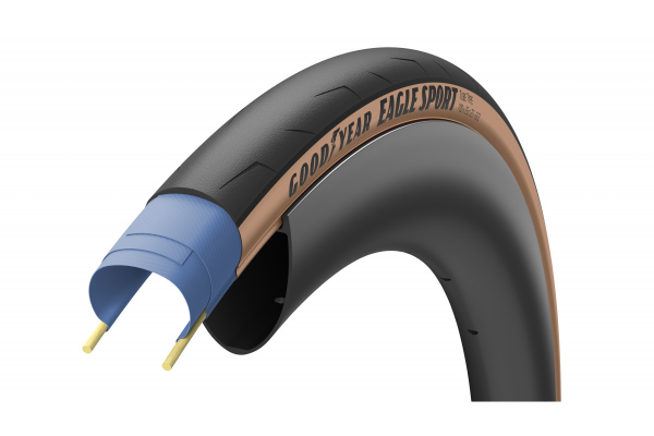 Покришка 700x25C (25-622) GoodYear Eagle Sport Tube Type, Folding, Black/tan, 60tpi