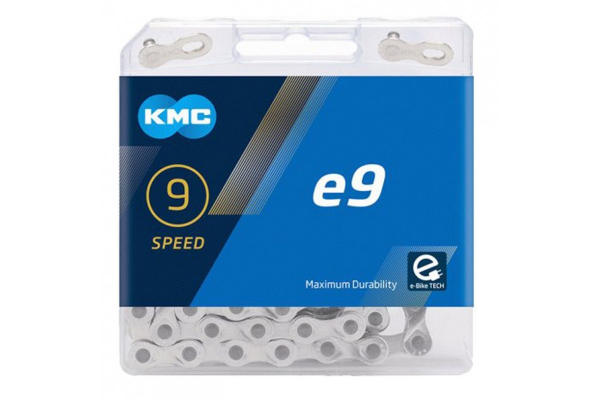 Цепь KMC e9 Silver 9 скоростей 122 звена + замок (E-Bike)