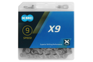 Ланцюг KMC X9, 9 швидкостей 114 ланок + замок, Gray