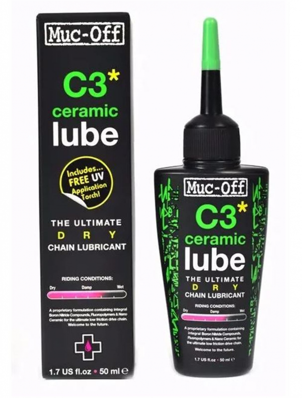 Мастило для ланцюга Muc-Off C3 Ceramic Dry Lube 50 мл + ліхтарик