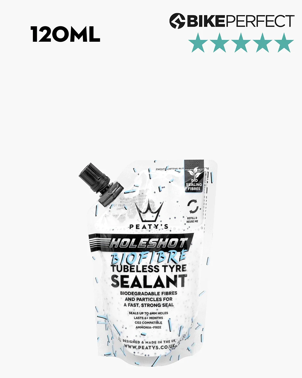 Герметик бескамерный Peaty’s Holeshot BioFibre Tubeless Tyre Sealant 120 мл