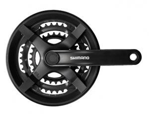 Шатуни Shimano FC-TY301, 170мм, 48x38x28, пластиковий захист, чорні, OEM Шатуни Shimano FC-TY301, 170мм, 48x38x28, пластиковий захист, чорні, OEM