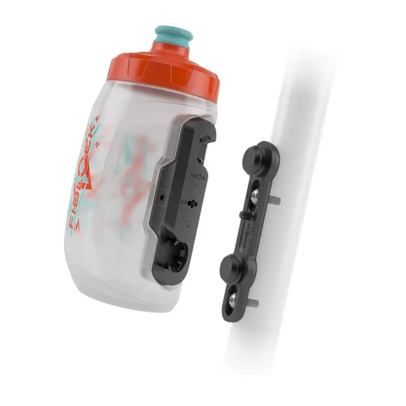 Фляга Fidlock Twist 450 with kids orange/blue FL logo, trans. white Set (connector + Bike base)