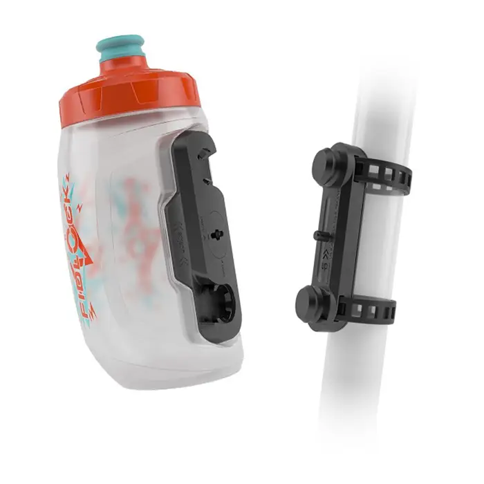 Фляга Fidlock Twist 450 with kids orange/blue FL logo, trans. white Set (connector + uni base)