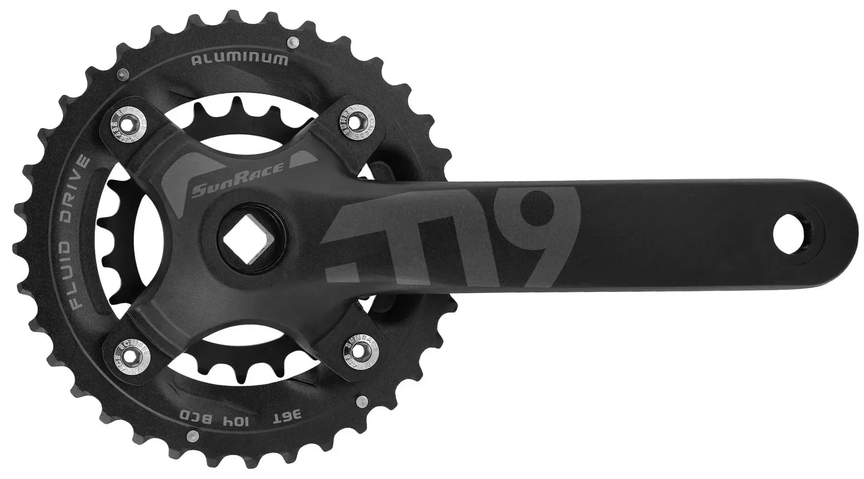 Комплект шатунов SunRace FCM926 под квадрат, 175 мм, 36-22T, 104/64BCD, алюминиевая звезда, на 9ск.