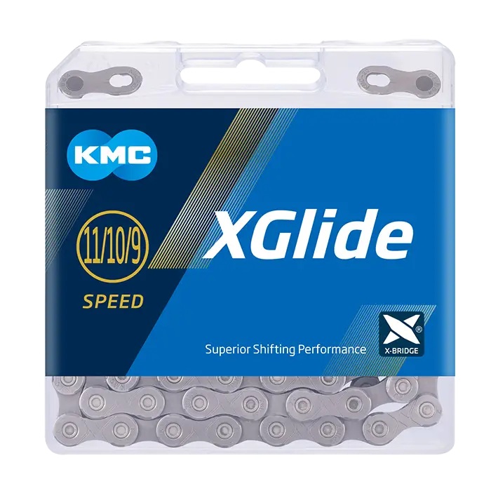 Цепь KMC X-Glide Grey Shimano Cues 9/10/11 скоростей, 126 звеньев + замок