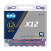 Цепь KMC X12 Aurora Blue 12 скоростей, 126 звеньев + замок
