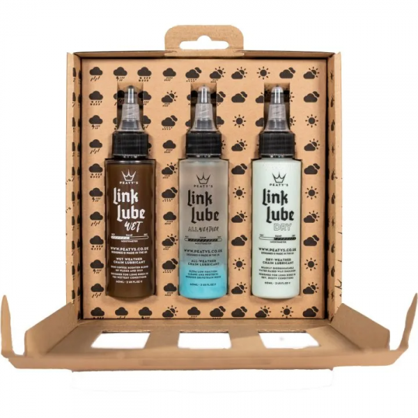 Набір мастил для ланцюга Peaty’s LinkLube All Seasons Starter Pack, Dry/Wet/All-Weather, 3x 60ml